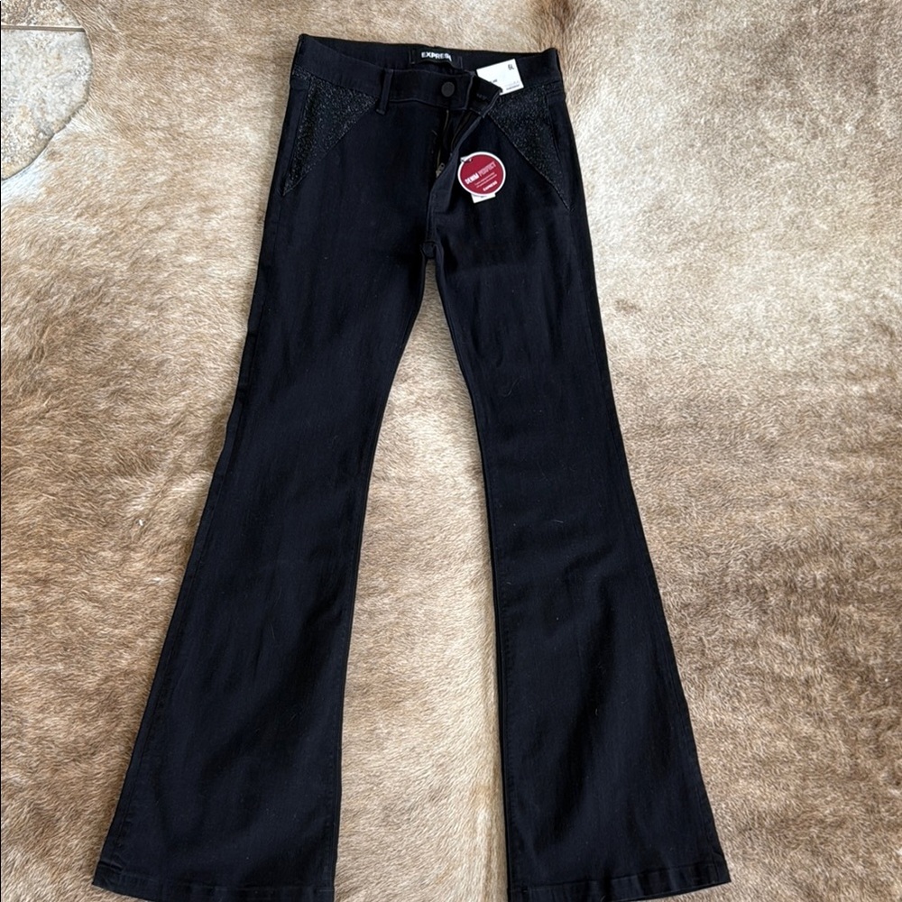 6 x 35 Express Black Flare Wide Leg Jeans NWT